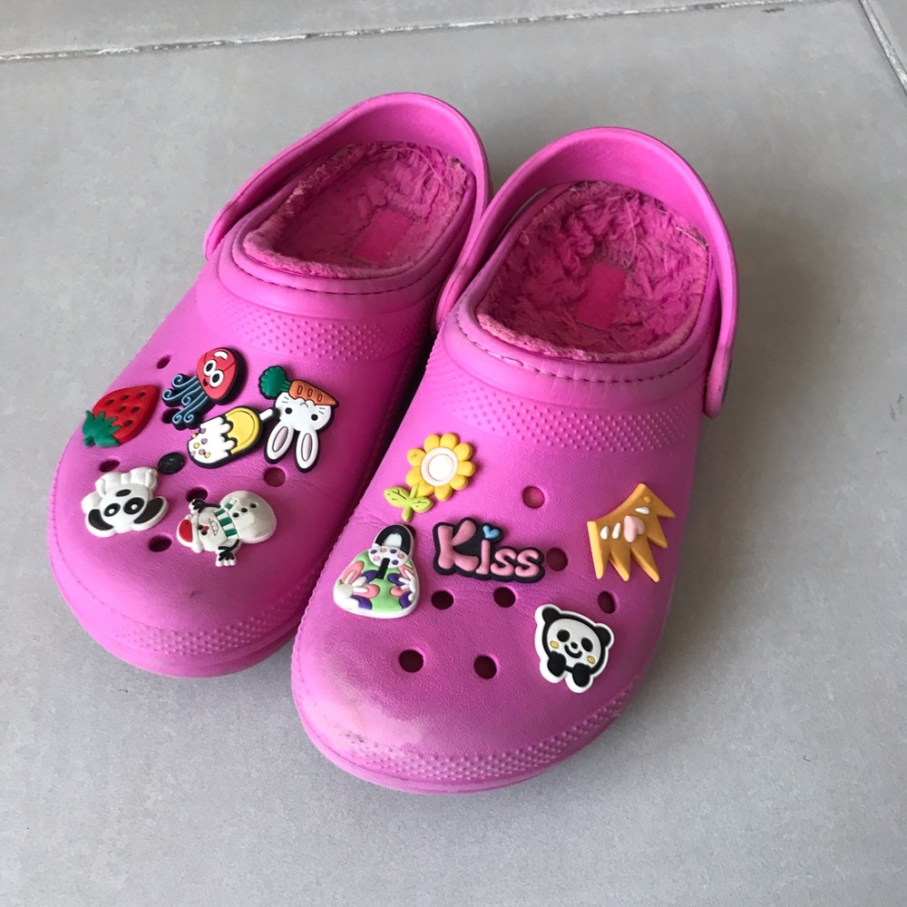 CROCS GIrls Faux Shearling Lined Pink Clog | 3